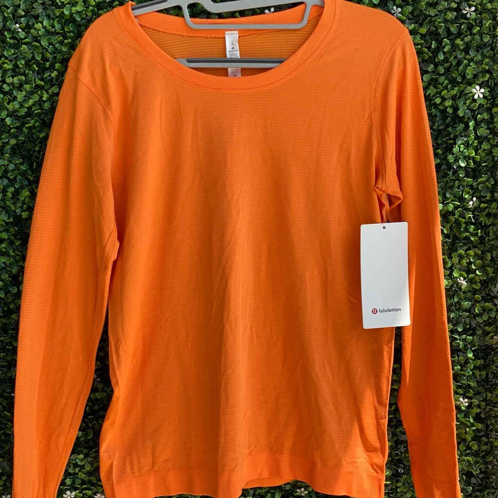 Orange lululemon swiftly relaxed long sleeve